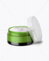 Opened Green Cream Jar With Transparent Cap Mockup (High-Angle Shot)