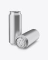 Two 500ml Metallic Aluminium Cans Mockup