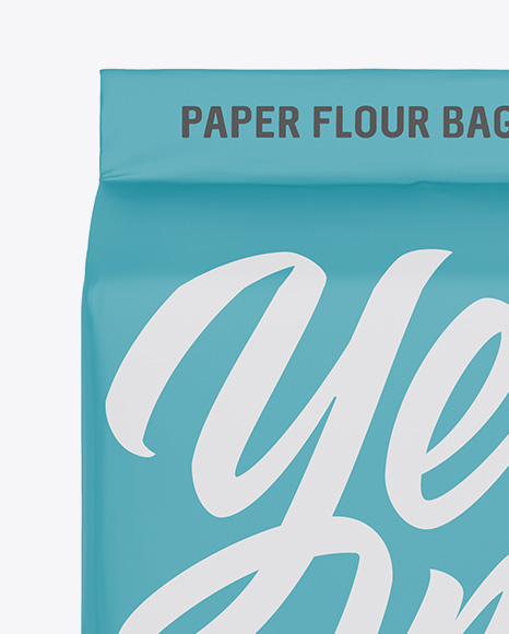 Matte Paper Flour Bag Mockup - Front View (Eye-Level Shot)