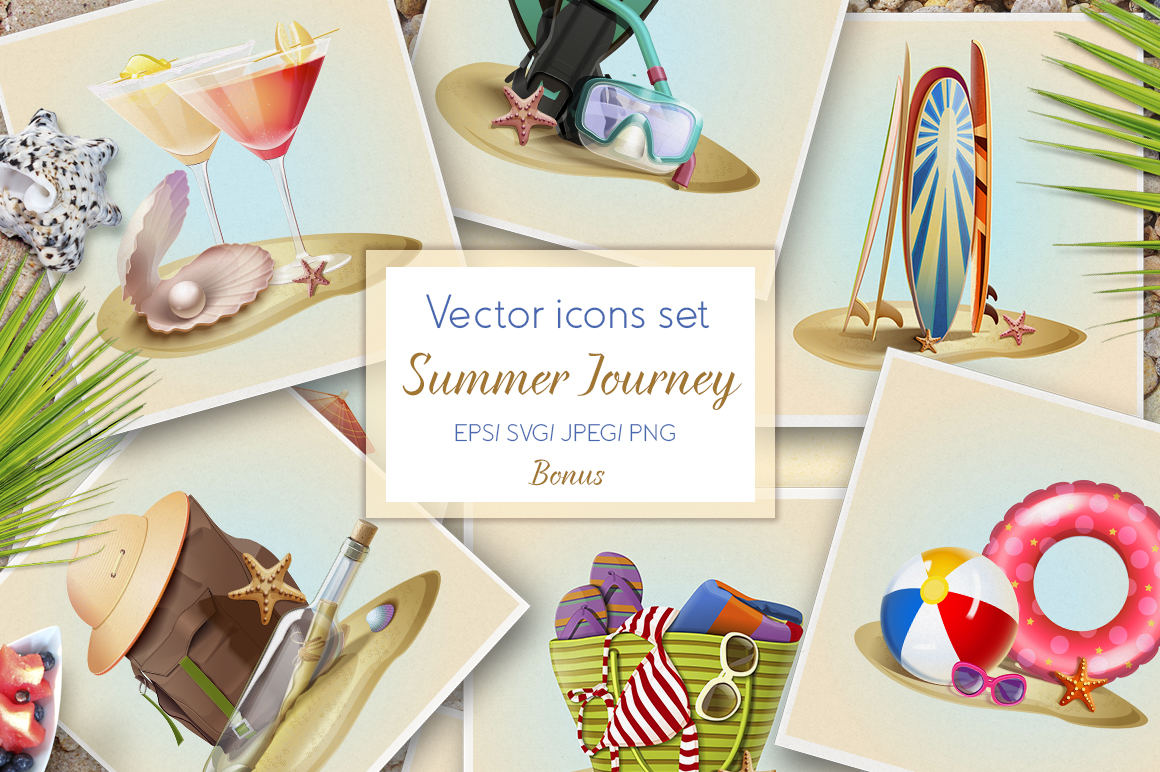 Summer Journey Vector Icon Set Summer Journey Vector Icon Set