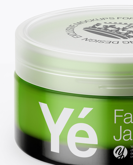 Green Cream Jar With Transparent Cap Mockup (High-Angle Shot)