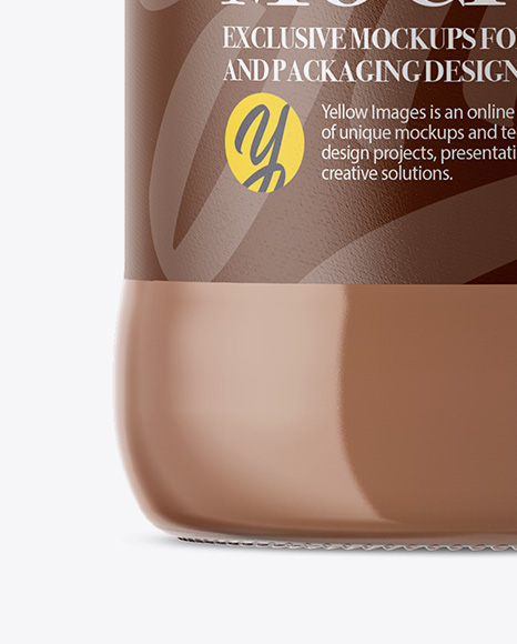 Clear Glass Bottle With Chocolate Milk Mockup