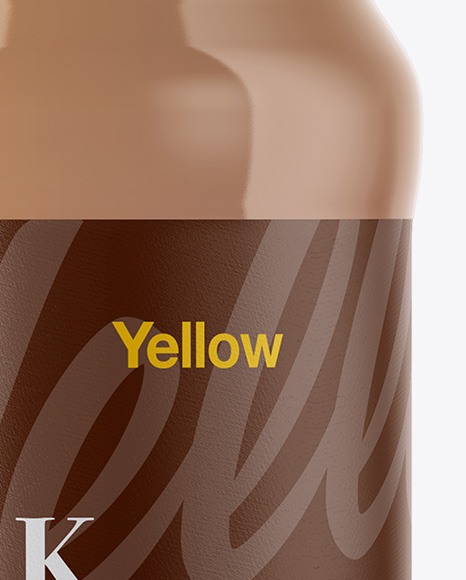 Clear Glass Bottle With Chocolate Milk Mockup