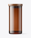 Empty Amber Glass Tube w/ Wooden Cap Mockup