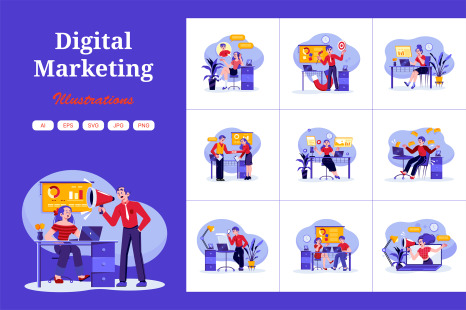 M460_Digital Marketing Illustration Pack - Sale strategy