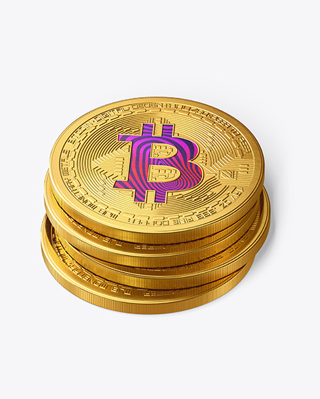 Golden Bitcoins Stack Mockup