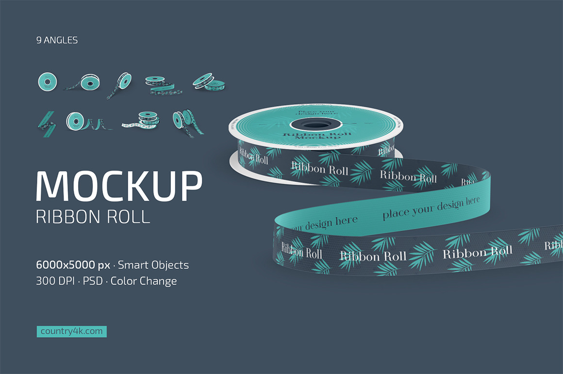 Ribbon Roll Mockup Set Ribbon Roll Mockup Set