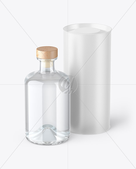 Clear Glass Dry Gin Bottle with Tube Mockup