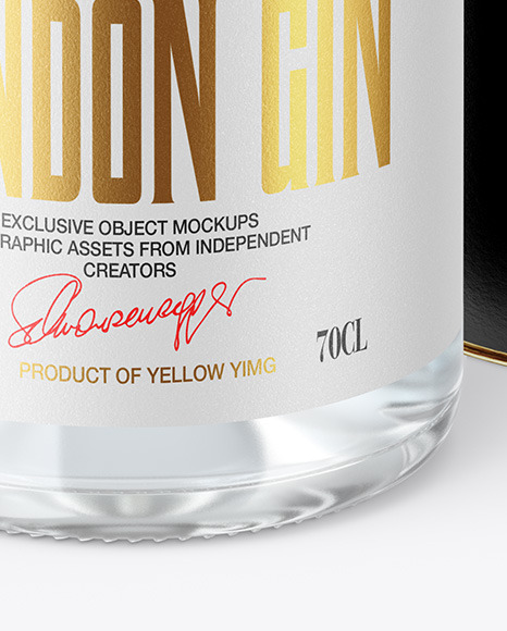 Clear Glass Dry Gin Bottle with Tube Mockup