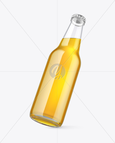 Clear Glass Lager Beer Bottle Mockup