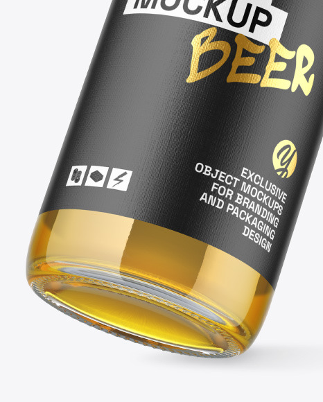 Clear Glass Lager Beer Bottle Mockup