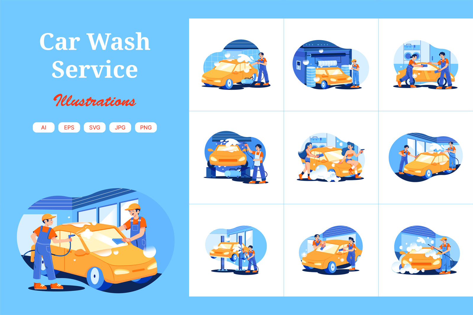 M488_Car Wash Service Illustrations M488_Car Wash Service Illustrations