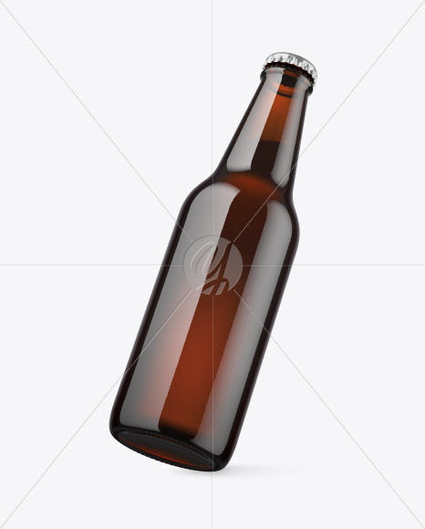 Dark Amber Glass Beer Bottle Mockup