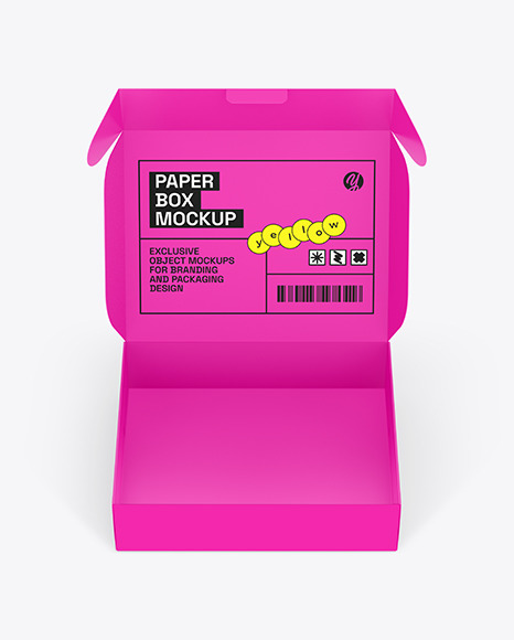 Opened Matte Paper Box Mockup