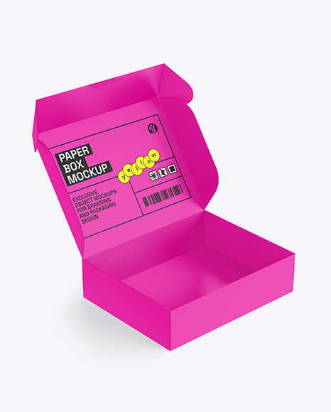 Opened Matte Paper Box Mockup