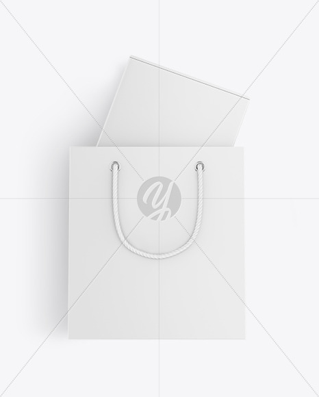 Paper Shopping Bag With Box Mockup