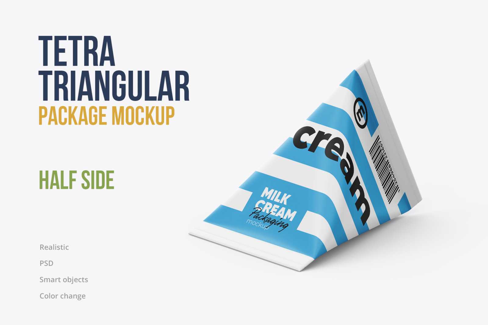 Tetra Triangular Package Mockup. Half Side view