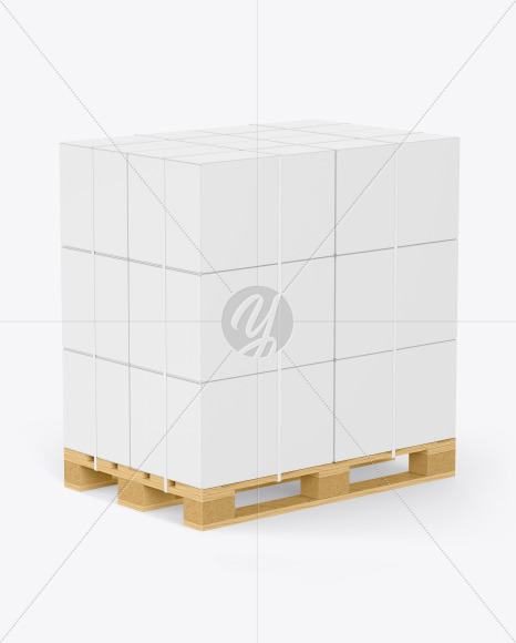 Wooden Pallet With Paper Boxes Mockup