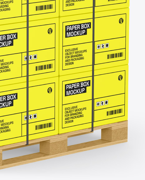 Wooden Pallet With Paper Boxes Mockup