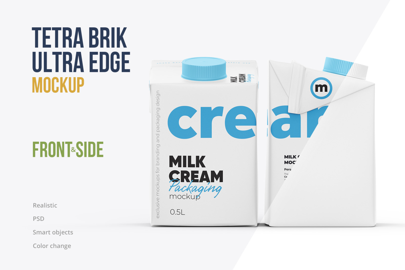 500ml Milk packaging. Tetra Brik edge. Front &amp; Side