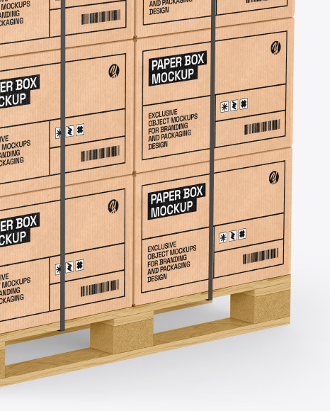 Wooden Pallet With Kraft Boxes Mockup