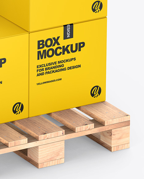 Pallet W/ 7 Paper Boxes Mockup