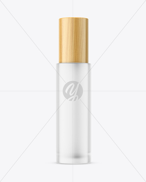 Frosted Bottle w\ Wooden Cap Mockup