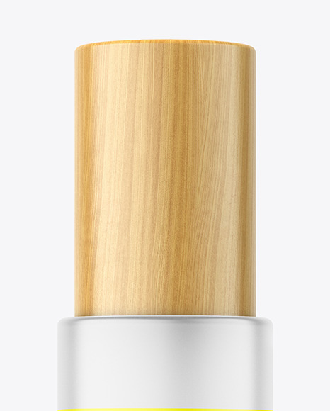 Frosted Bottle w\ Wooden Cap Mockup