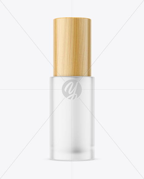 Frosted Bottle w/ Wooden Cap Mockup