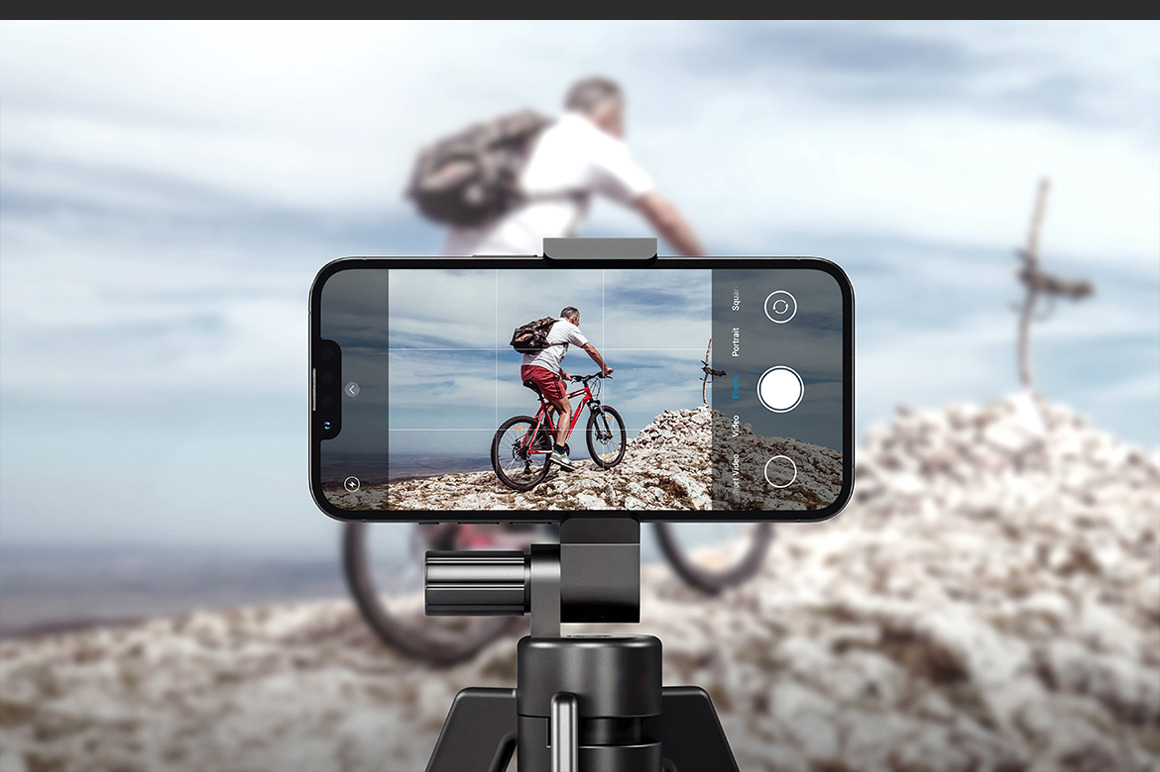 Camera Phone On Holder Mockup