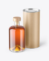 Clear Glass Whiskey Bottle with Kraft Tube Mockup