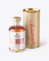 Clear Glass Whiskey Bottle with Kraft Tube Mockup