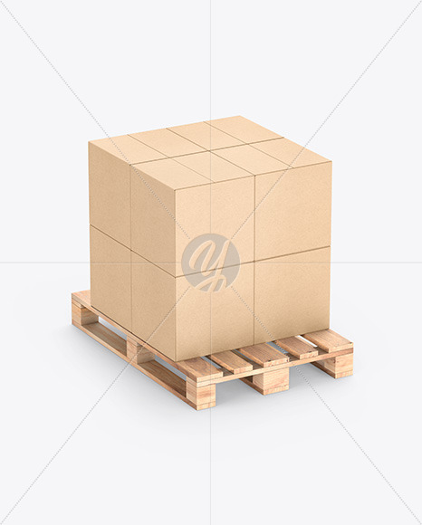 Pallet W/ 8 Kraft Boxes Mockup