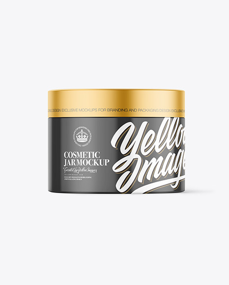 Glossy Cosmetic Jar Mockup - Glossy+Cosmetic+Jar+With+Metallic+Cap+Mockup+Front+View+In+Jar