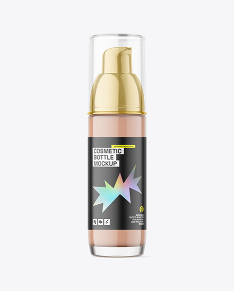 Glass Cosmetic Foundation Bottle Mockup