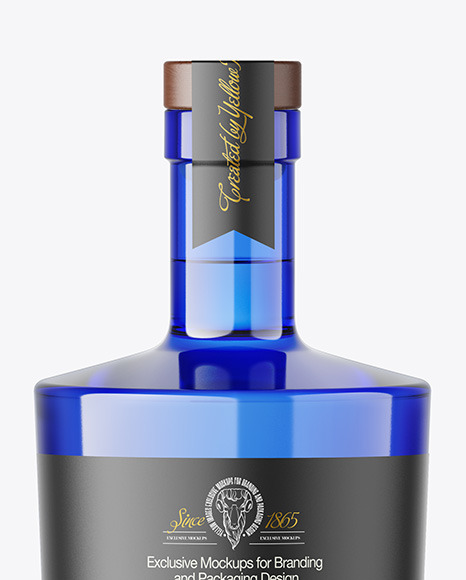 Blue Glass Gin Bottle Mockup