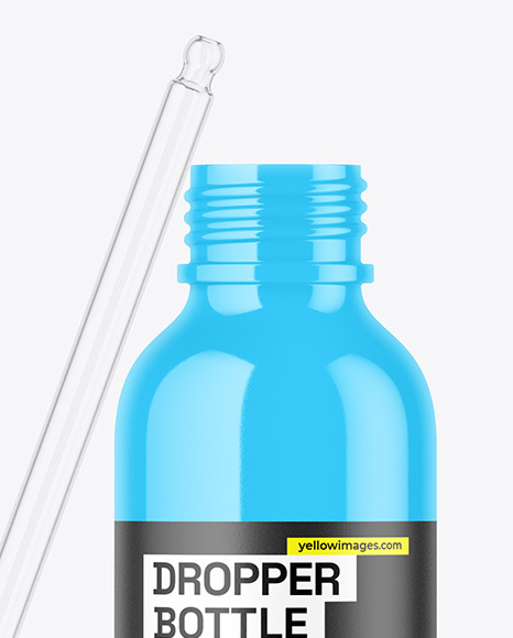 Opened Glossy Dropper Bottle Mockup