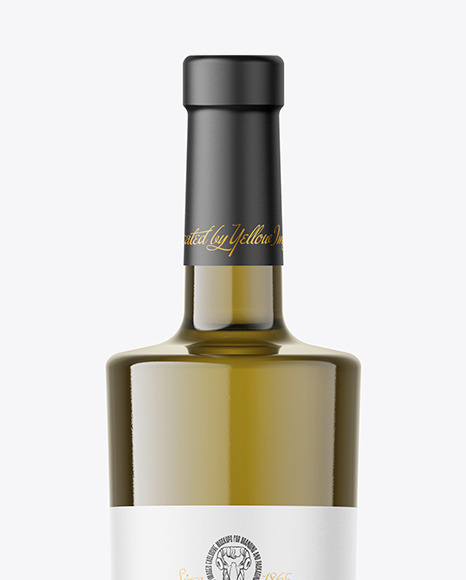 Antique Green Glass White Wine Bottle Mockup