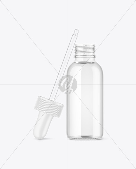 Opened Clear Glass Dropper Bottle Mockup