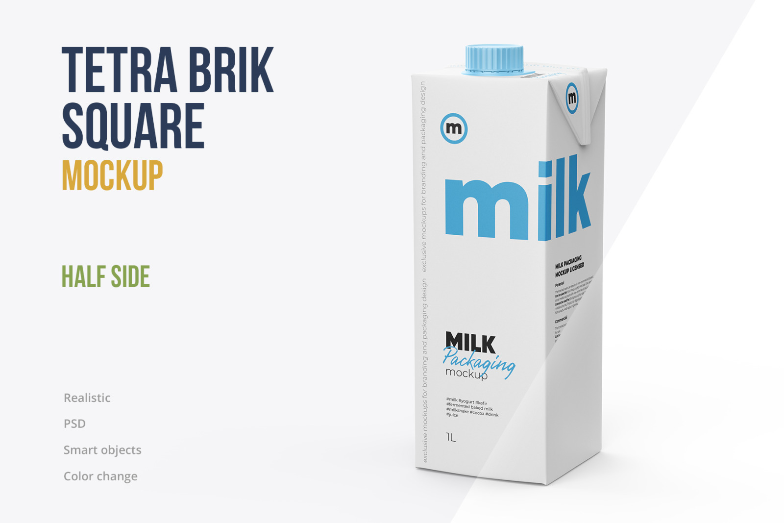 1L Tetra Brik Square Packaging Mockup