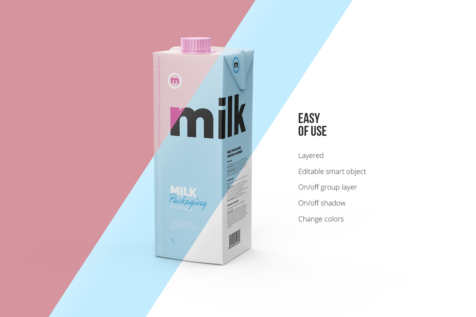 1L Tetra Brik Square Packaging Mockup