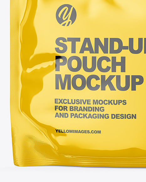 Glossy Stand-Up Pouch w/ Spout and Plastic Handle Mockup