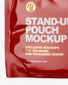 Glossy Stand-Up Pouch w/ Spout and Plastic Handle Mockup