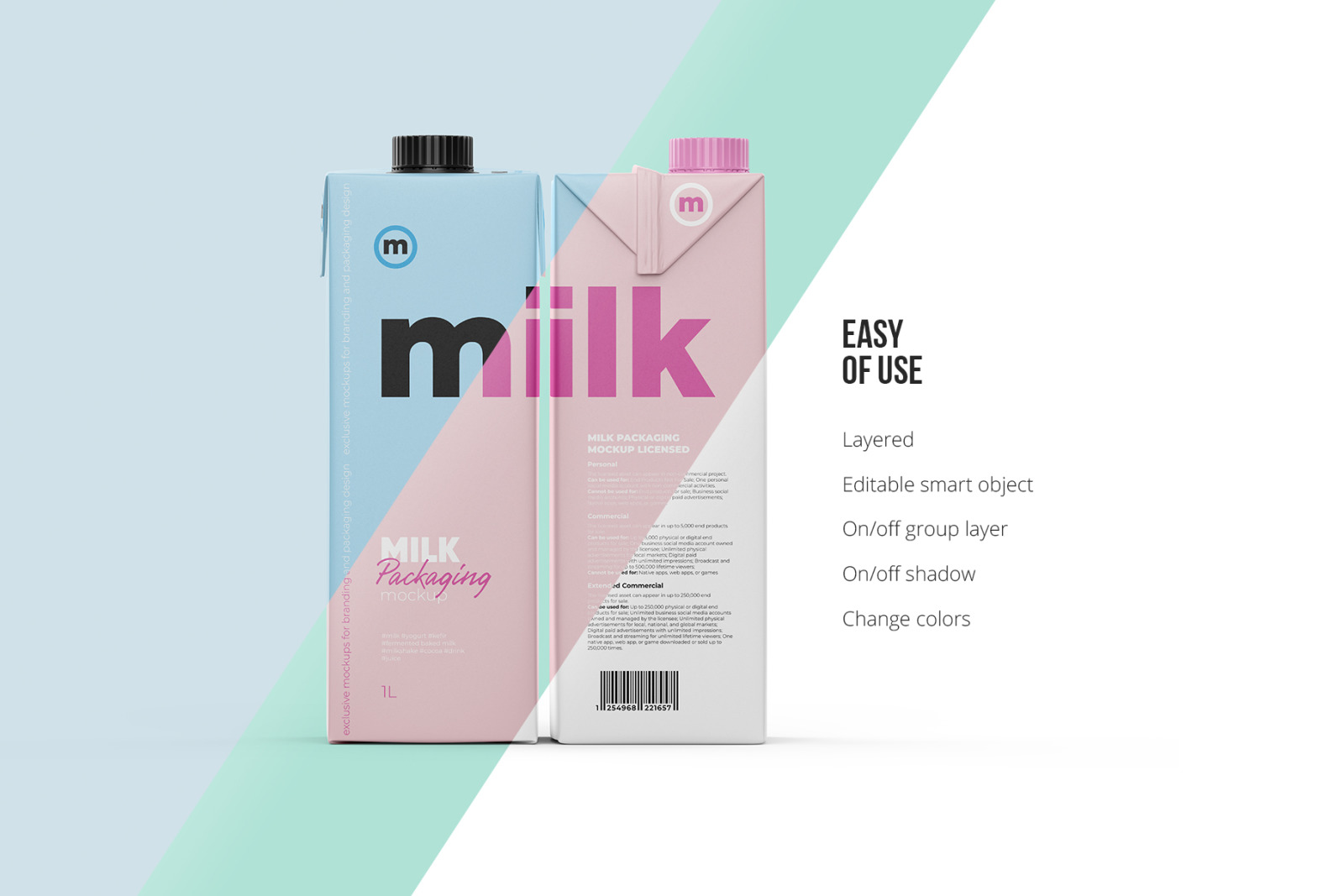 1L Tetra Brik Square Packaging Mockup Front and Side view