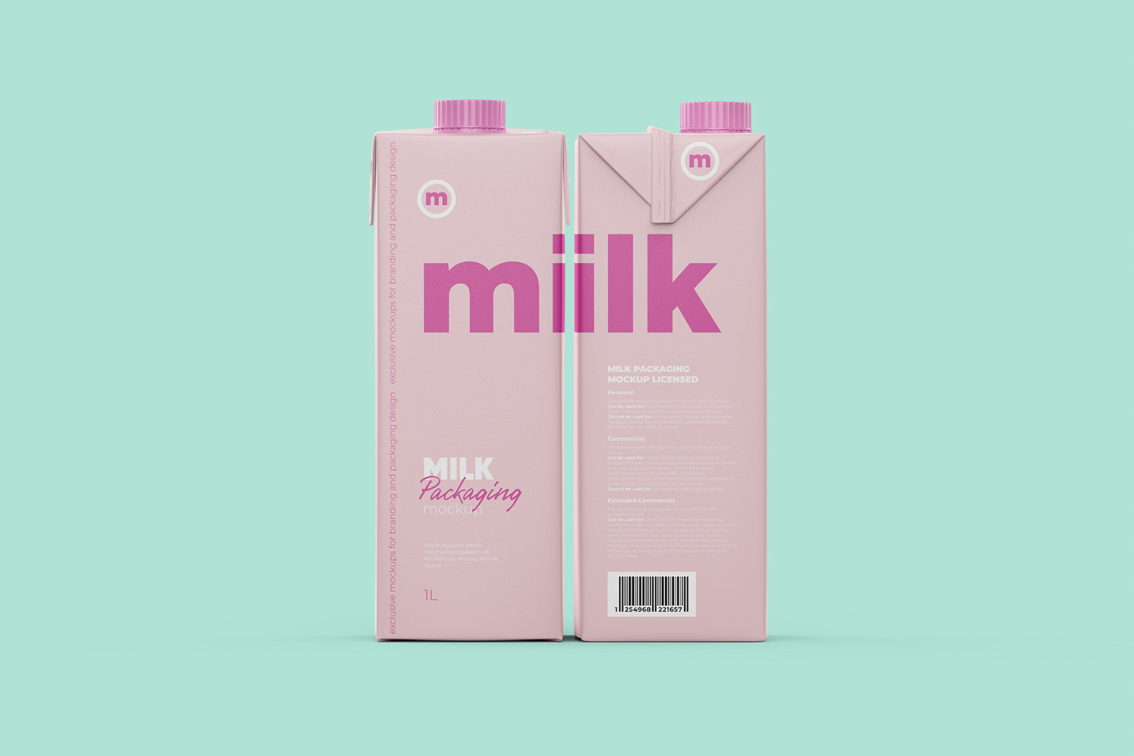 1L Tetra Brik Square Packaging Mockup Front and Side view