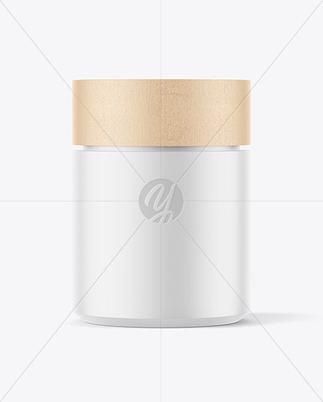 Matte Jar with Wooden Cap Mockup