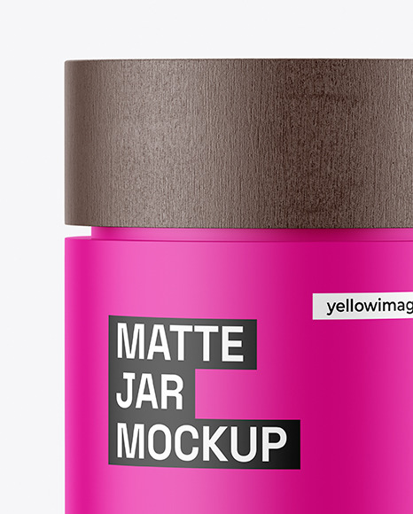 Matte Jar with Wooden Cap Mockup