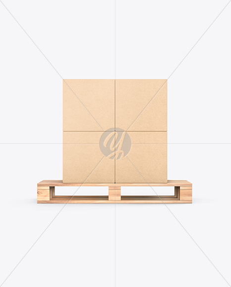 Pallet W/ 8 Kraft Boxes Mockup