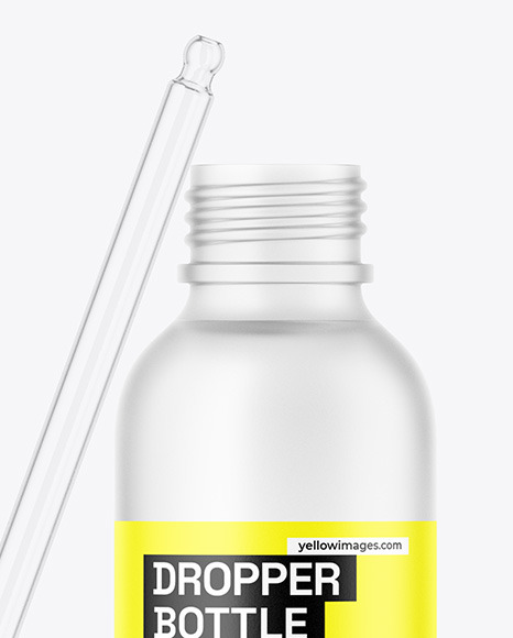 Opened Frosted Glass Dropper Bottle Mockup