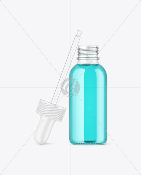 Opened Clear Glass Dropper Bottle Mockup